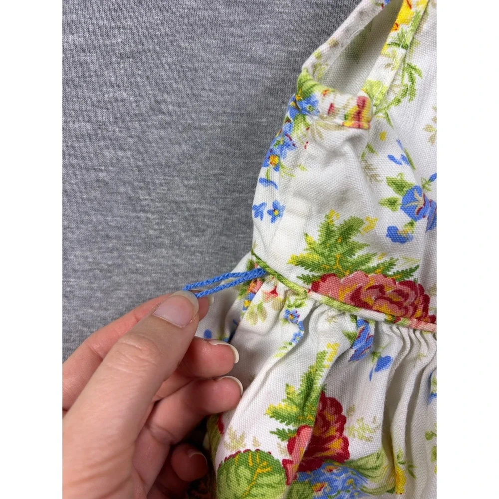 Ralph Lauren Dress Girls 24M White Floral Print Sleeveless Cotton Button Back